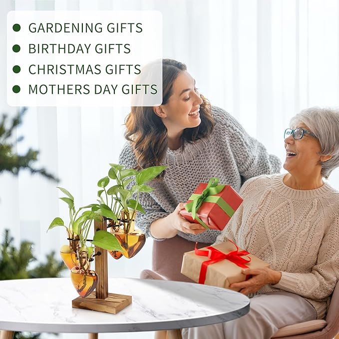 Plants Propagation Stations Plant Terrarium Kit Glass Planters for Indoor Plants House Plant Accessories Gift for Women - 4 Love Bulb Vase