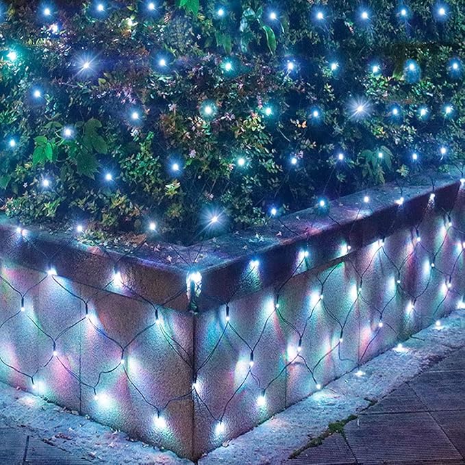 Pooqla Net Lights, 300LED Christmas Outdoor Mesh Light, 14.8x4.9 ft Fairy String Mesh Light 8 Modes Green Wire, Connectable Waterproof Decorative Light for Bushes Tree Garden Halloween, Cool White