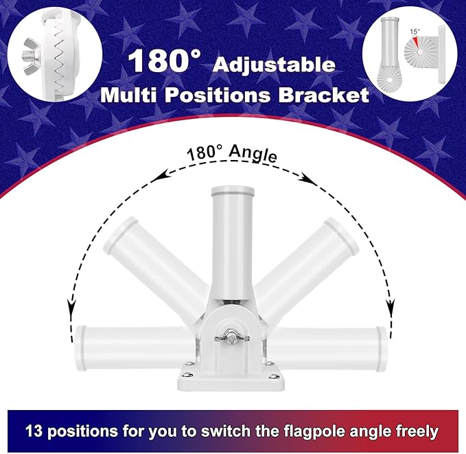 ZMTECH 6FT Flag Pole Kit with Solar Light and Proud American Flag, Adjustable Bracket and Upgraded Tangle-Free Ring 1" Stainless Steel Flagpole for Day and Night, Residential, Commercial, White
