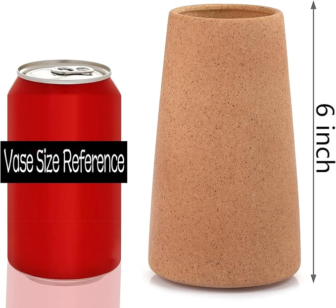 Simple Vase for Flowers Plants, Matte Vases for Modern Table Shelf Home Decor Wedding Boho Decor, 6" H Frosted Elegant Ceramic Vase for Pampas Grass Fluffy Stem Bouquet Lavender Flowers (Brown, 2)