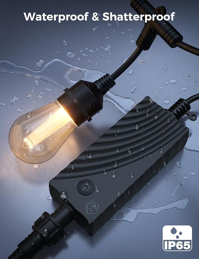 XMCOSY+ Smart Outdoor String Lights, 98Ft Patio Lights Waterproof, App Control, Compatible with Alexa, RGBCWIC Color Changing LED String Light for Outside