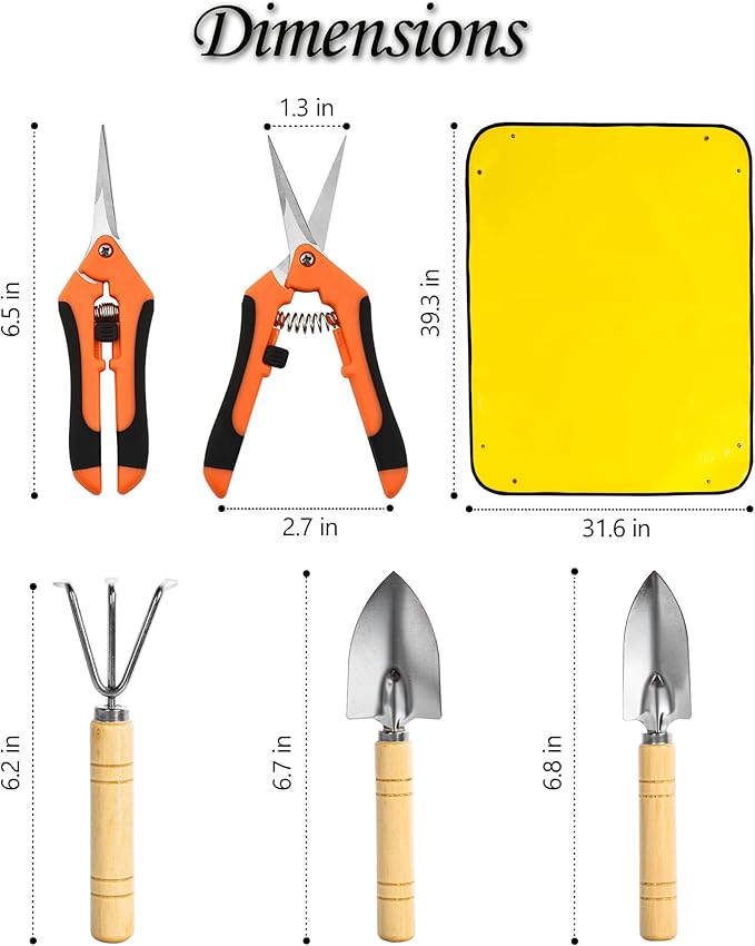 Plant Repotting Mat, 5Pcs Succulent Tools Mini Garden Small Gardening Tools Indoor, Pruning Shear Gardening Scissor, Hand kit for Bonsai, Cactus, Fairy, Houseplant Transplanting, Seedling