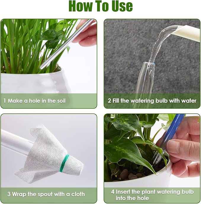 NiHome Glass Plant Self Watering Bulbs 3-Pack Iridescent Pearl Home Potted Planter Watering Bulbs Insert Decorative Devices Vacation Automatic Watering Spikes Indoor and Outdoor (Swan, Snail & Bird)