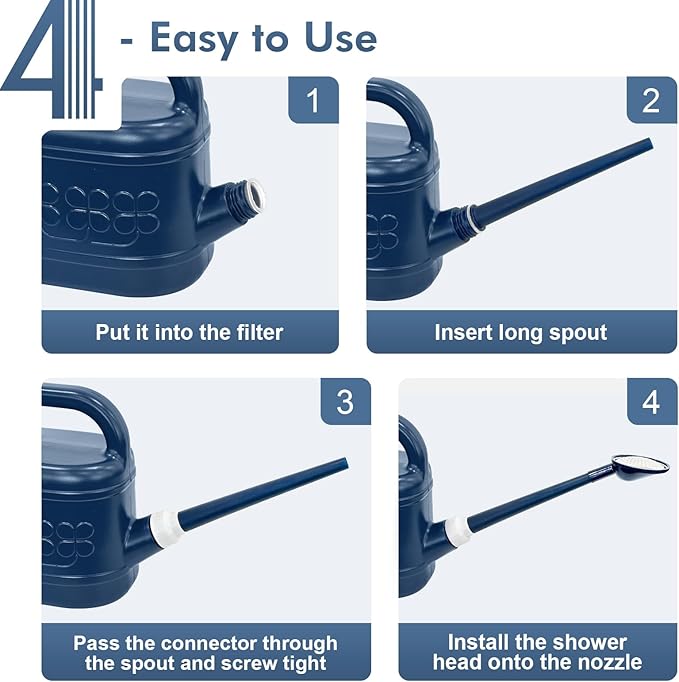 2 Gallon Watering Can for Outdoor Plants, Plant Watering Can with Removable Long Spout and Stainless Steel Sprinkler Head, Large Water Can for Garden Flowers Vegetables