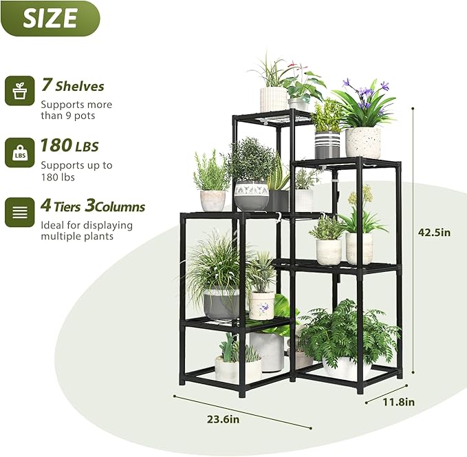Corner Plant Stand with Grow Lights Plant Shelf Indoor for Multiple Plants Metal Plant Rack Plants Holder Flower Stand for Patio Porch Garden
