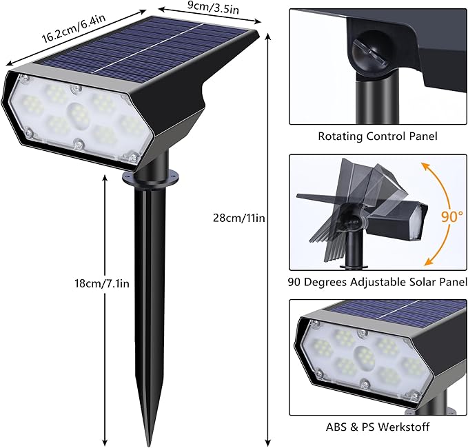 Solar Spot Light Outdoor, 49 LED Lights for Outside, 2 Modes Solar Powered Spotlights, Waterproof Pathway Light for Garden Yard Walkway Driveway Landscape Decorations (4 Pack-Warm White)