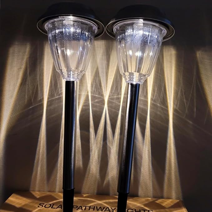 Solar Pathway Lights - 12 Pack Landscape Lawn Solar Lights Outdoor Waterproof,Super Bright LED Warm White & IP65 Garden Lights Stakes for Path, Yard Decoration, Driveway, Walkway