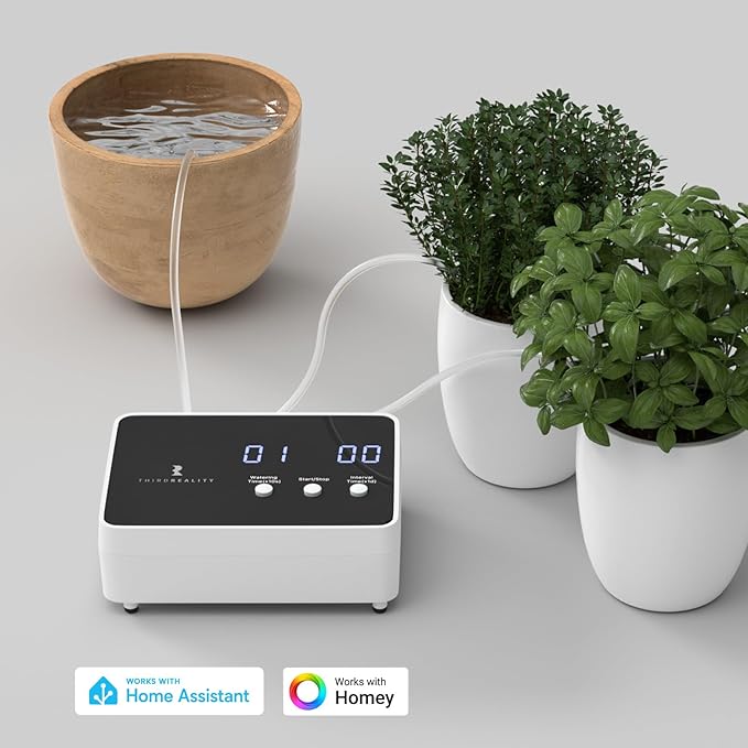 THIRDREALITY Zigbee Smart Watering Kit for Potted Plants, Indoor Plant Watering System, Hub Required, Compatible with Echo Devices with Zigbee Hub Built-in, Home Assistant, SmartThings, Hubitat, Homey