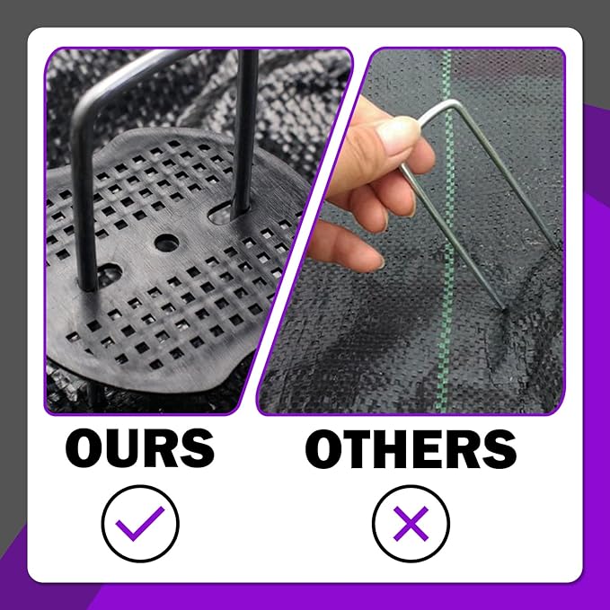 Swpeet 201Pcs U-Shaped Landscape Garden Stakes Staples and Plastic Fixing Gasket with Pick Hook Assortment Kit, Garden Lawn Landscape Staples for Irrigation Hoses, Fixed Fences, Artificial Turf Nails