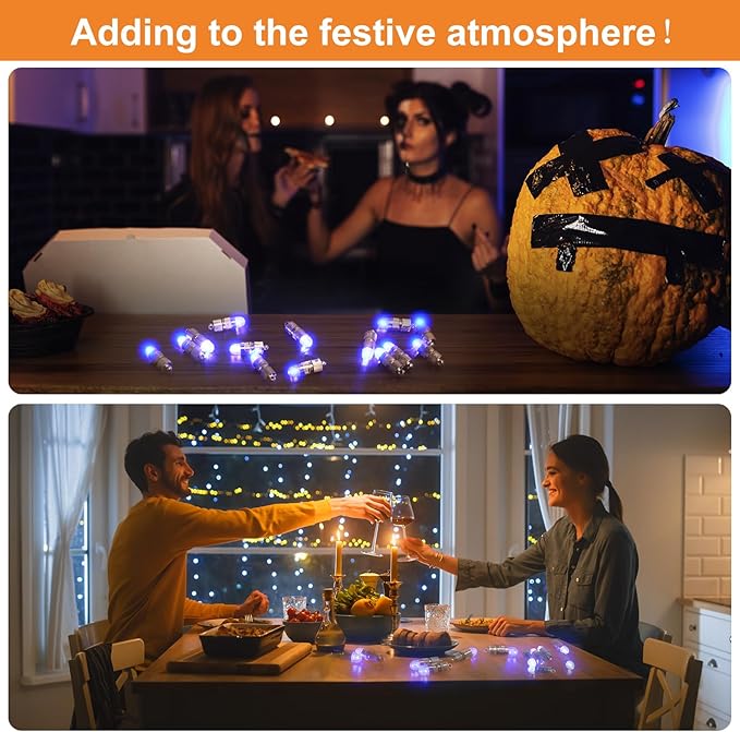 SumDirect Pack of 12/30/50/100 Colorful LED Mini Non-Blinking Lights for Paper Lanterns Balloons Floral Wedding Halloween Christmas Party Decoration Centerpieces (12, Blue)