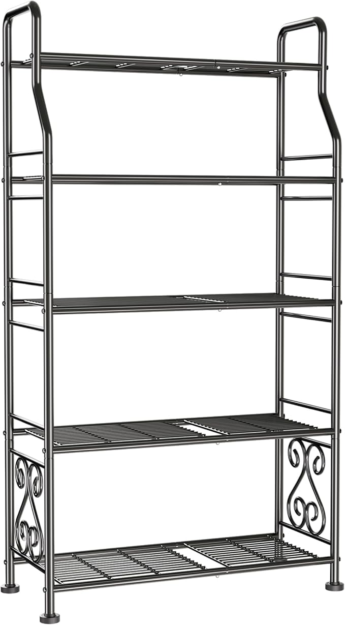 GIOTORENT Plant Stand Outdoor Indoor 5 Tier Metal Waterproof - 53.2" Plant Shelf for Patio, Balcony, Living Room, Large Capacity Tiered Plant Rack, Black