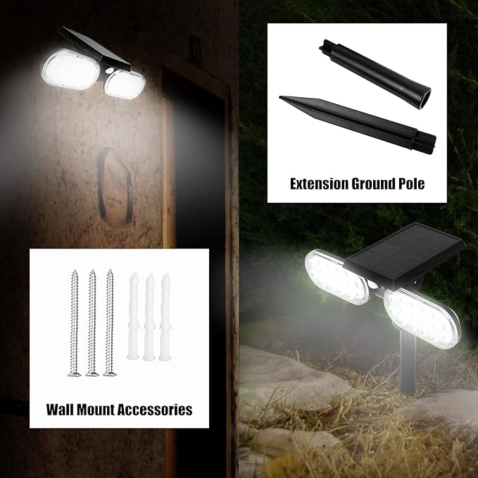 Luwint 2 Packs Outdoor Solar Lights Landscape Wall Spotlights Adjustable Angle Auto Motion Lights Waterproof with Motion Sensor Security Wall Lights for Garden Yard Driveway Porch