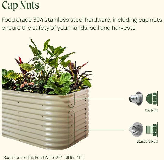 Vego garden 32" Extra Tall Raised Garden Bed Kits, 6 in 1 Modular Raised Planter Box for Vegetables Flowers Fruits Oval Metal Raised Garden, Terra Cotta