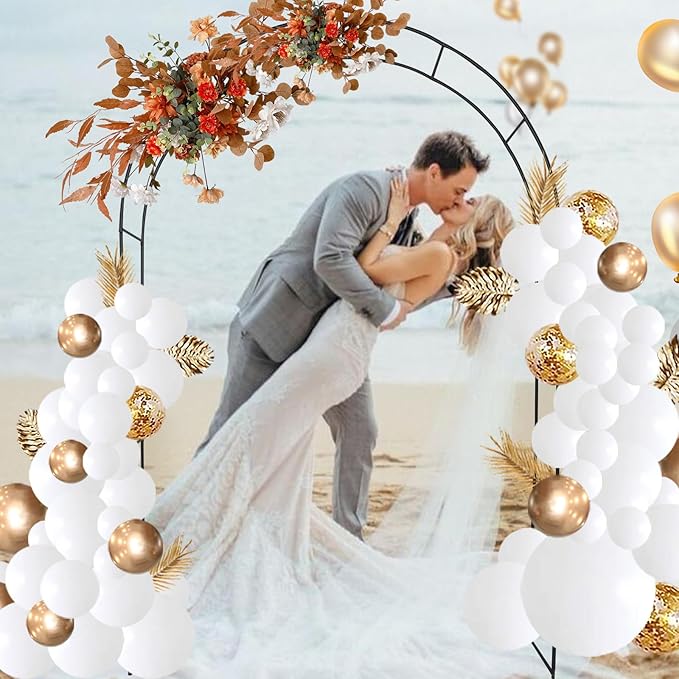 Adorox 7.8ft Garden Arch Trellis for Climbing Plants, Metal Arch Frame, Pumpkin Archway Outdoor Garden Arbors and Arches for Halloween Christmas Birthday Party Baby Shower Decoration(Black)