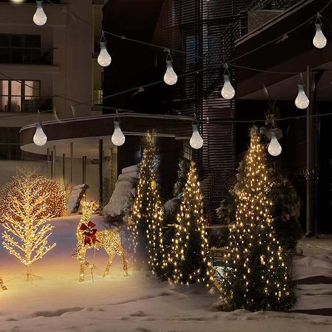 pearlstar Solar Light Bulbs Outdoor Waterproof Garden Camping Hanging LED Light Lamp Bulb Globe Hanging Lights for Home Yard Christmas Party Holiday Decorations (6 Pack-Clear Bulbs)