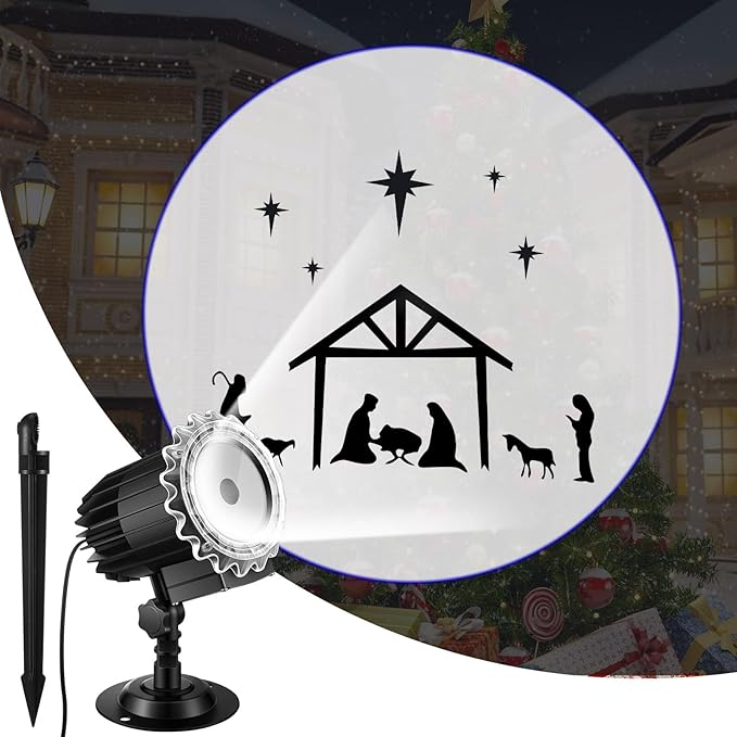 Tuanse Christmas Nativity Outdoor Projector Lights LED Flood Light Holiday with Stars for Xmas Party Garden Landscape Decoration