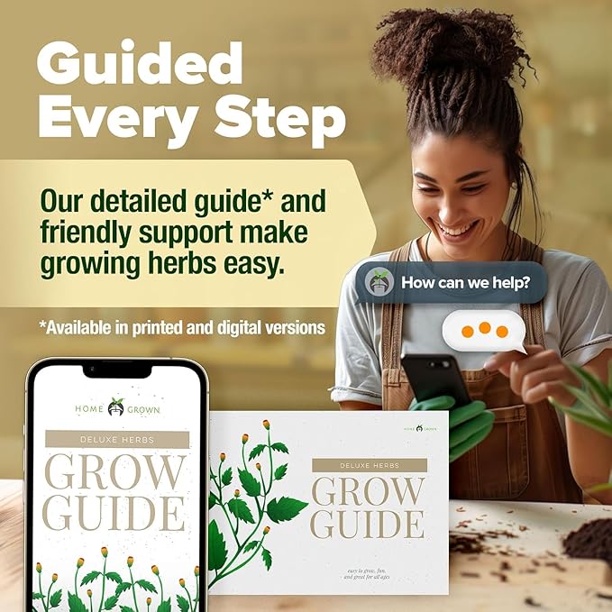 HOME GROWN π£π₯ππ ππ¨π πππ₯π πππ§ 8 Herb Seeds Garden Kit, Complete Indoor Planter Gift with Basil Cilantro Mint & More, Unique Kitchen Growing Set for Women Men, Birthday Housewarming Present