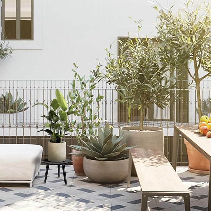 Uneedem Indoor Plant Stand, Modern Plant Table 8.9" Tall Wood Mid Century Flower Holder Small Round Side End Table