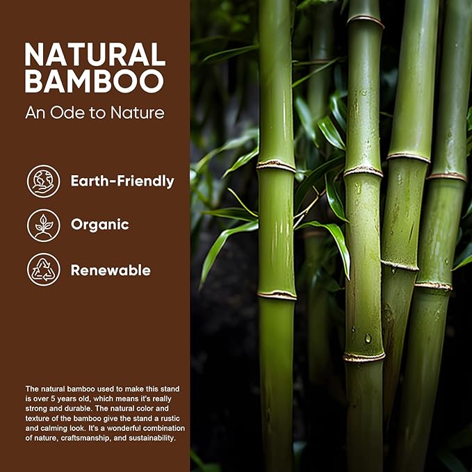 MUDEELA Adjustable Plant Stand Indoor, Bamboo Plant Stand 8 to 12 Inches, Single Floor Plant Stand for Indoor Plants, Bamboo Black Planter Stand for Indoor Plants, Pot Plant Not Included