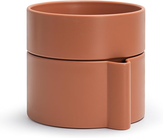 Phoenix Vine 6.5 Inch Self-Watering Planter Pot with Terracotta Insert, Deep Water Reservoir, and Ceramic-Alike BPA-Free Plastic Pot for Plant, Modern Planter for Houseplants, Terracotta, 53-A-S-3