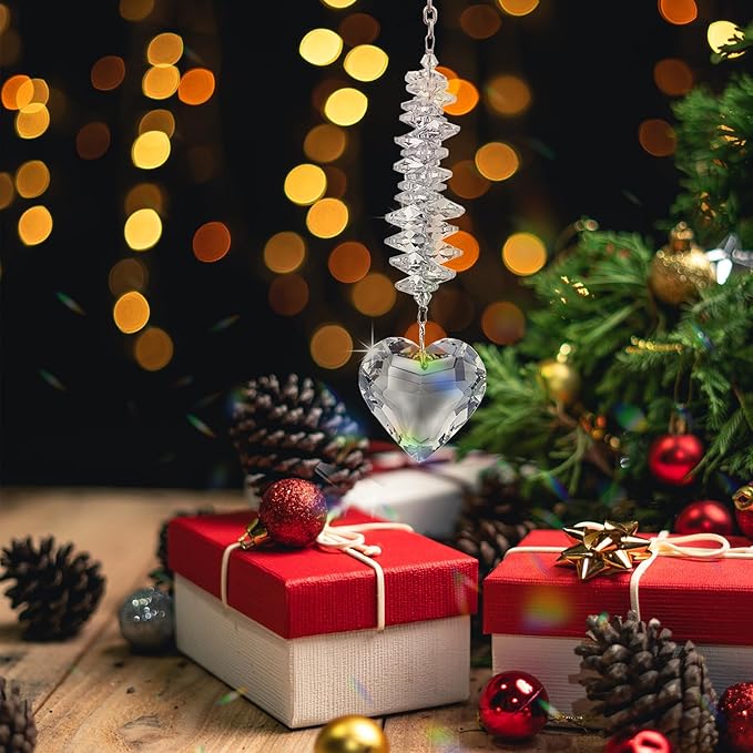 Sympathy Gifts for Loss of Loved One, Unique Memorial Gifts, Bereavement Gift Ideas for Loss of Mom Dad Son, Crystal Ball Sun Catchers Indoor Window, Christmas Decor, 45mm Heart Sun Catchers