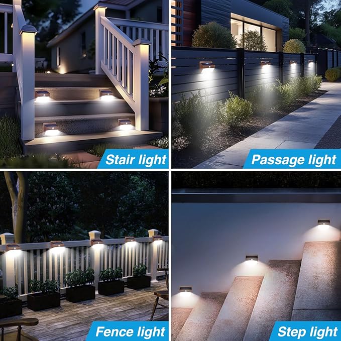 Peasur 6 Packs Solar Outdoor Lights Motion Sensor Solar Security Lights Waterproof with 3 Lighting Modes Solar Powered Wall Lights Outside for Garden Fence Yard Deck, Brown