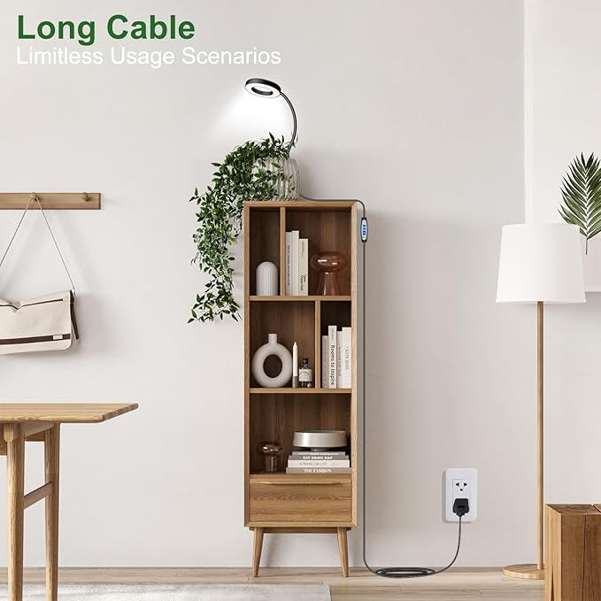 Wolezek 2 in 1 Grow Lights for Indoor Plants, 3 Colors Plant Lights for Indoor Growing with 360ยฐ Gooseneck, 48 LEDs Full Spectrum Plant Grow Lights Indoor, 6/12/16H Timer, 5 Brightness, Black 1 Pack