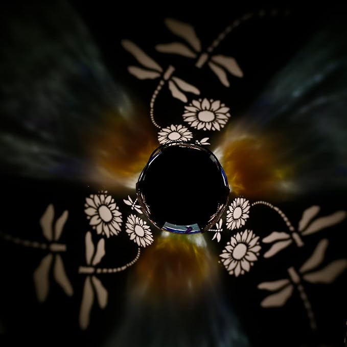 Solar Lanterns Outdoor Hanging Light - Sunflower Dragonfly Solar Powered LED Glass Lights Decorative Waterproof Tabletop Lamp with Hollowed-Out Design for Yard Table Patio Garden Pathway Holiday