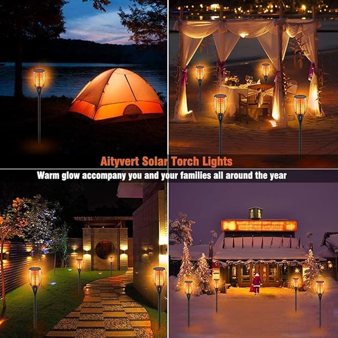 Aityvert Upgraded Large Solar Torch Lights, 43" Waterproof Outdoor 96 LED Dancing Flames Lights, Flickering Flames Garden Lights, Auto On/Off Landscape Decoration Pathway Patio Driveway Lighting (8)