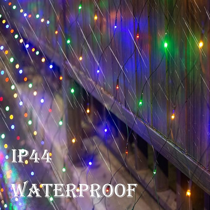 Colorful Christmas Net Lights Outdoor Mesh Lights, 14.8ft x 5ft 300 LED Multicolor Net String Lights 8 Modes Connectable Fairy Mesh Twinkling Christmas Lights for Bushes Tree Party Yard Garden Decor