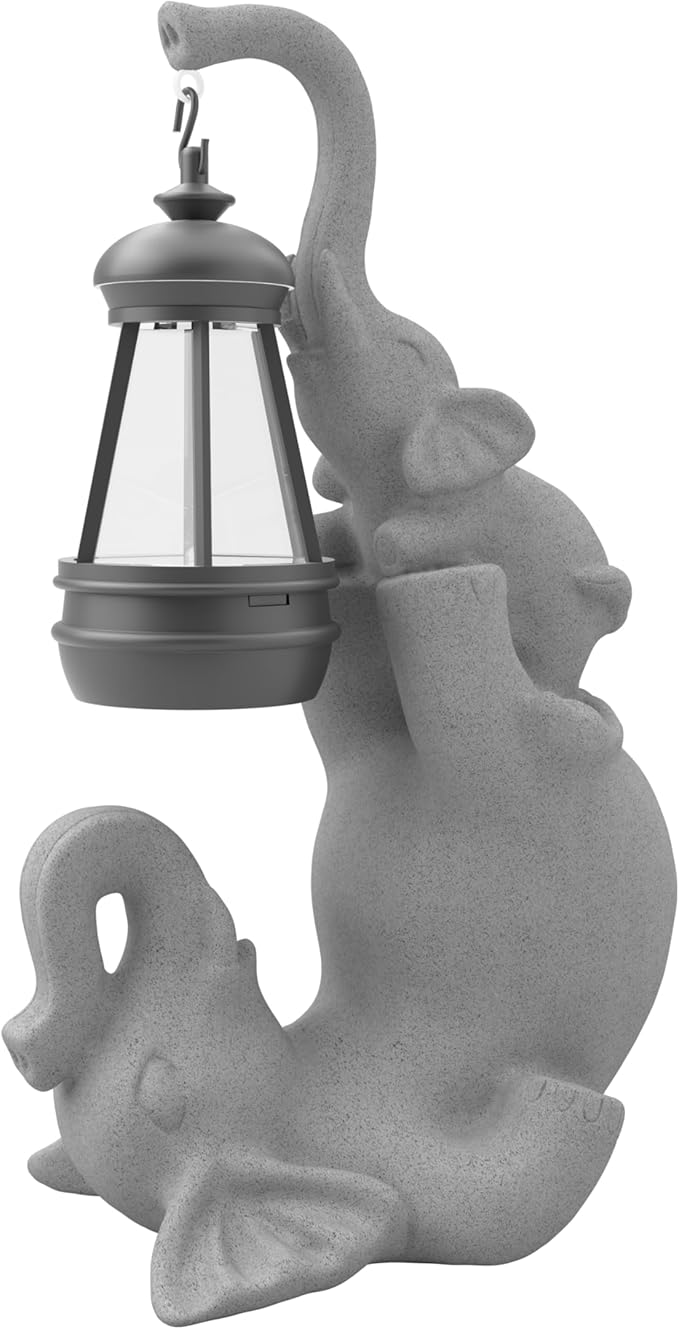 Solar Garden Statue 10 Inch Elephant Decor for Outside Yard Decoration Outdoor Unique Housewarming Gardening Birthday Gifts for Women Grandma