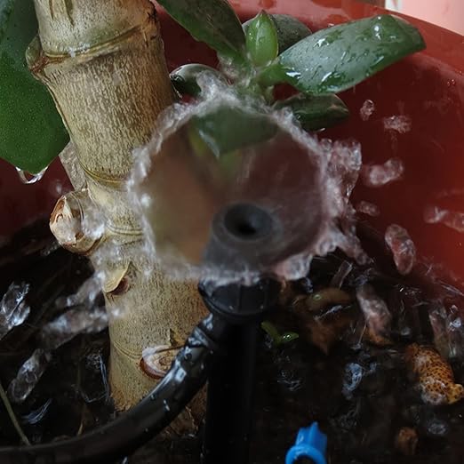 Lxcom Lighting Irrigation Drippers Drip Emitters Micro Spray Adjustable 360 Degree Full Circle Pattern Water Flow Irrigation Drippers Drip System Parts Drip Irrigation, 50 Pack(Black)