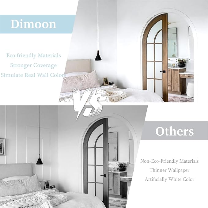 Dimoon 118''x17.7'' White Thicken Peel and Stick Wallpaper Contact Paper Modern Self Adhesive Wall Paper Removable Renter Friendly Textured Solid Color Vinyl Roll (118''x17.7'',White Thicken)