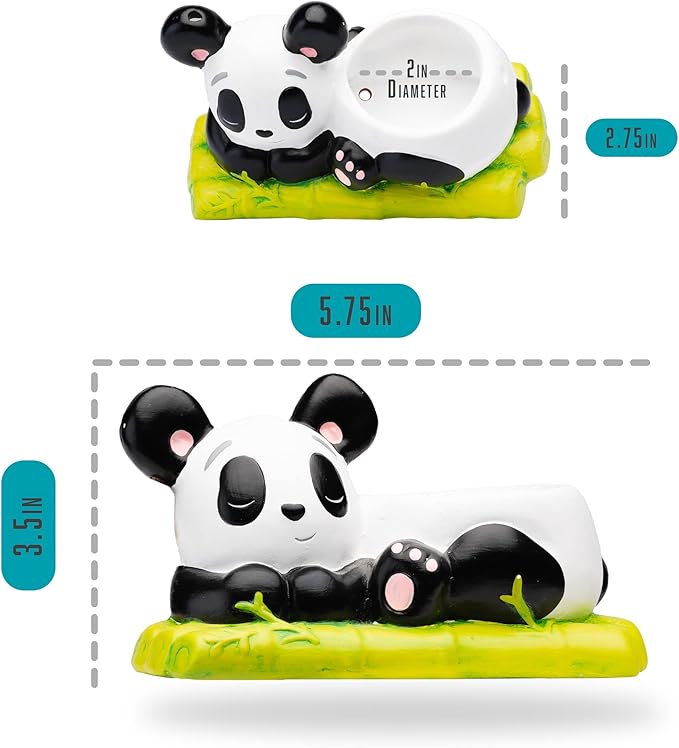 Panda Hanging Planter, Succulent Pot with Drainage, 6 ft Natural Fiber Cord, Ceramic Bear Animal Holder for Cacti & Small Plants, Decorative Panda Gift Decor for Women Men