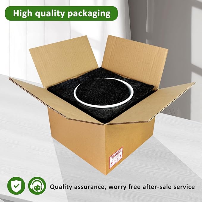 8 Inch Plant Pot, Ceramic Planter with Drainage and Saucer, Ceramic Pots for Plants, Indoor Plant pots,Ceramic Flower pots(Black + White, Plants NOT Included)