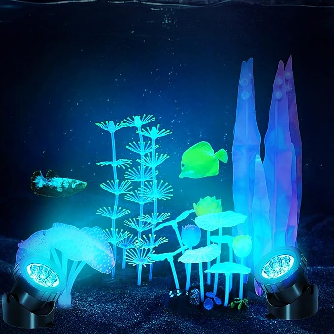 T-SUN LED Pond Light, 3 Head Lamps Submersible LED Pond Lights Color Changing Garden Pond Light with Remote Control, RGB Fish Tank Lights Fountain Spotlight for Garden, Pool, Aquarium Tank(3 Headlamp)