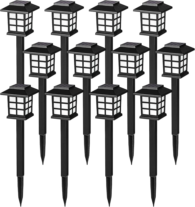 SOLPEX Solar Outdoor Lights,12 Pack Solar Path Lights, Solar Walkway Lights Outdoor, Solar Garden Lights, Solar Pathway Lights Outdoor Waterproof for Garden, Yard, Landscape and Driveway(Warm White)