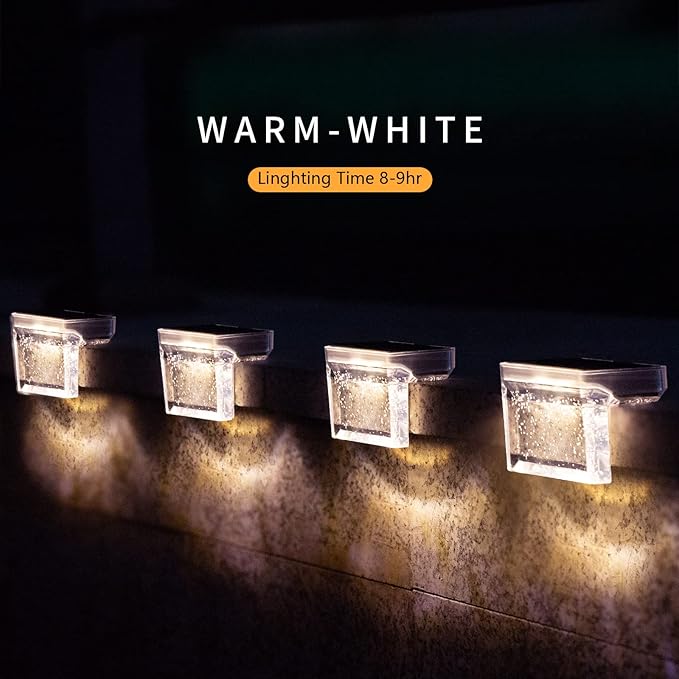 Solar Deck Lights Outdoor 10Pack LED Step Fence Patio Wall Lights Garden Pathway Decoration Lighting (Warm White)