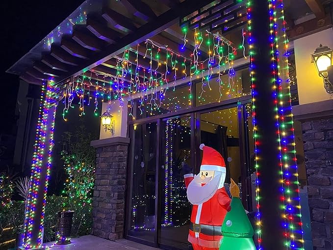 YEGUO Solar Fairy Lights Outdoor Waterproof, 4 Pack Each 33ft 100 LED String Lights, 8 Modes Silver Wire Twinkle Lights (Multicolor)