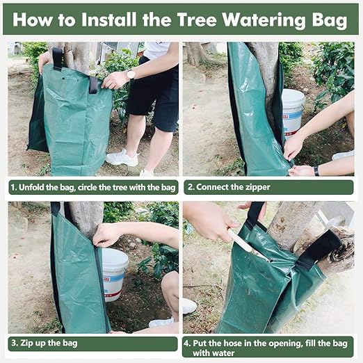 REMIAWY Tree Watering Bag, 20 Gallon Slow Release Watering Bag for Trees, Tree Irrigation Bag Made of Durable PVC Material with Zipper (4 Pack 5-8 Hours Releasing Time)