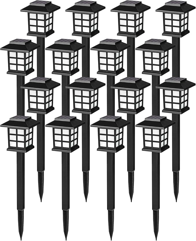 SOLPEX 16 Pack Solar Path Lights - Outdoor, Garden, Yard & Landscape (Warm White)