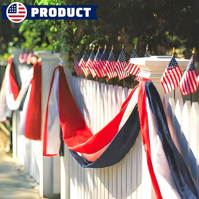 4Pack American Bunting Flag 2" x 20Ft Red, White & Blue Stripe Banner USA Patriotic Bunting Flags 4th of July Decoration for Outside Porch