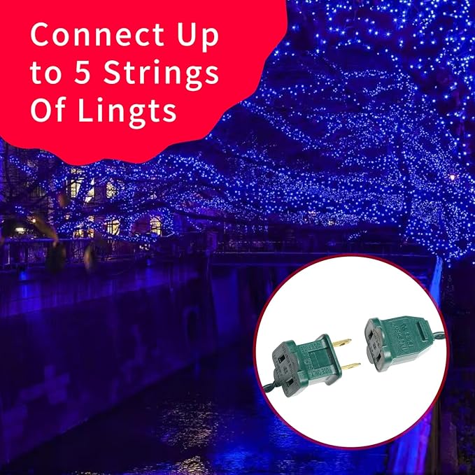 Ultra-Bright Connects End to End Blue Christmas Mini Lights 100L 19.6Ft UL Listed Incandescent Bulb String Light Set for Indoor Outdoor Holiday Garden Party Christmas Tree Garland Decor