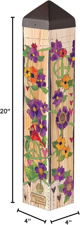 Studio M Art Pole, PVC Weather Resistant Pole with Vinyl Bowl 20 inches Tall Outdoor Decoration for Gardens, Patios, Yards, Landscaping and Birding Accessories, Always in Our Hearts