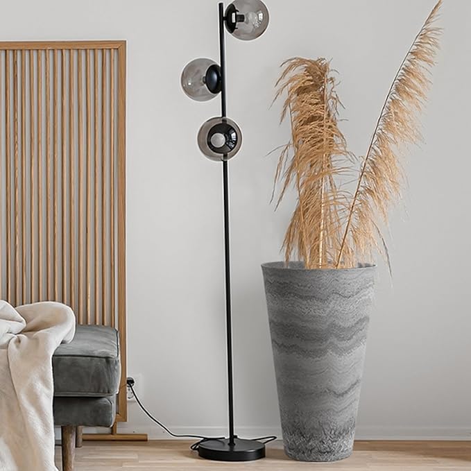 Worth Garden 2-Pack Grey Matte Texture Round Tapered Planter - 24.5" H. Tall Plastic Plant Pots with Drain Hole for Indoor Outdoor - Modern Decorative Flower Pots for Front Porch, Patio, Deck