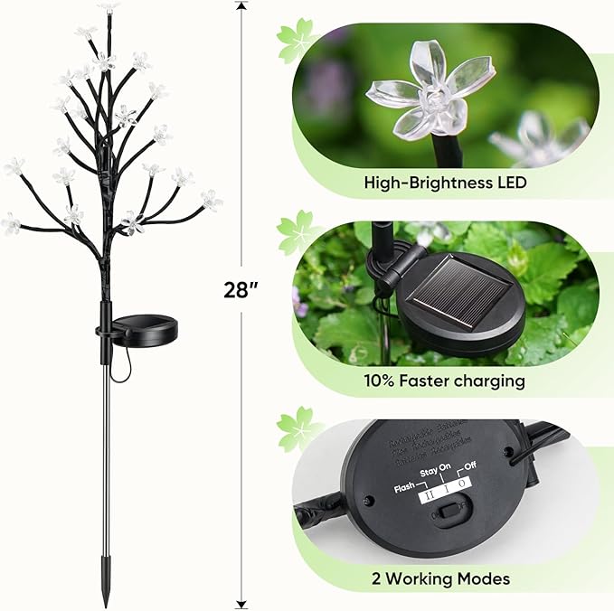 Solar Garden Lights Outdoor,Waterproof Outdoor Solar Lights for Outside Decorative 6Pack, 120Led Solar Flowers Garden Decor, for Yard Pathway,Lawn,Patio Fairy Decorations Gardening Gifts