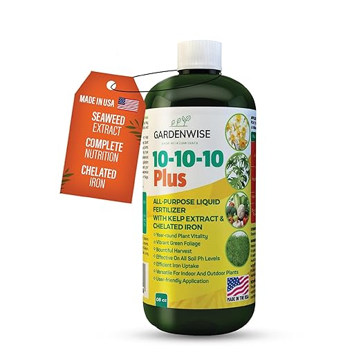 10-10-10 Fertilizer for All Purpose Plants - Liquid Fertilizer with Seaweed Kelp&Iron - Plant Food Outdoor & Indoor Plant Food, Vegetables, Flowers, Lawn & Garden 10 10 10 Fertilizer 1x8oz