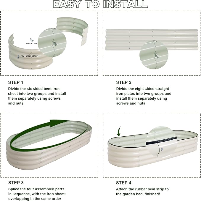 Galvanized Raised Garden Bed Kit Outdoor Metal Garden Planter Box for Backyard Gardening, Planting Vegetables, and Patio (70.8"x23.6"x11.8")