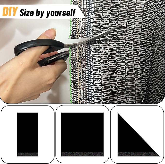 Cool Area 55% 6.5x10ft Sunblock Shade Cloth Cover Mesh UV Resistant Net for Garden Flower Plant Greenhouse, Black