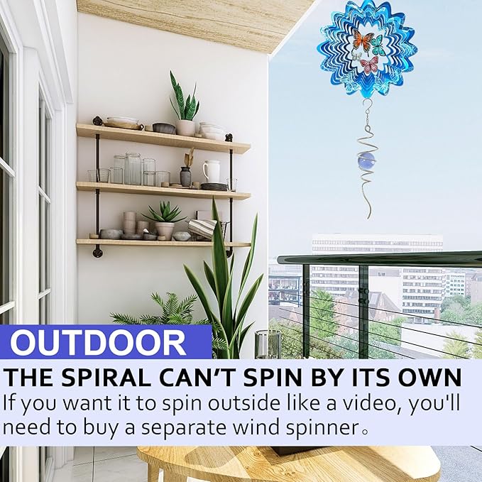 Gazing Ball Spiral Tail Wind Spinner,Decorative Wind Spinner 11inch Tail and 2 inch Glass Orb.Indoor Outdoor Wind Spinner Tail Sun Catcher Garden Decoration-13 inch Height(Purple)